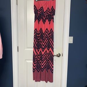 Pink chevron maxi dress